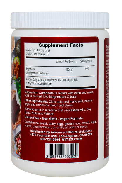 Magnesium Supreme Apple Cinnamon - Sleep & Stress Support | Non-GMO, Gluten Free, Vegan 12oz (68 Servings)