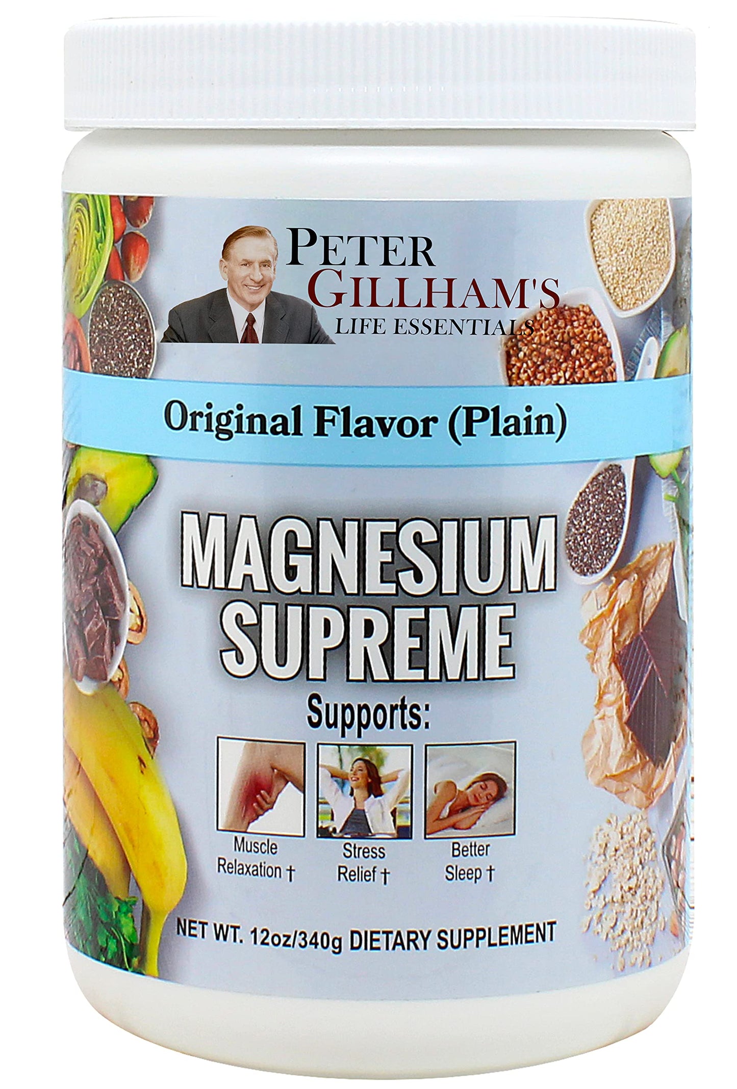 Magnesium Supreme Original Plain Unflavored – Sleep Support, Non-GMO, Gluten Free, Vegan, 12oz (75 Servings)
