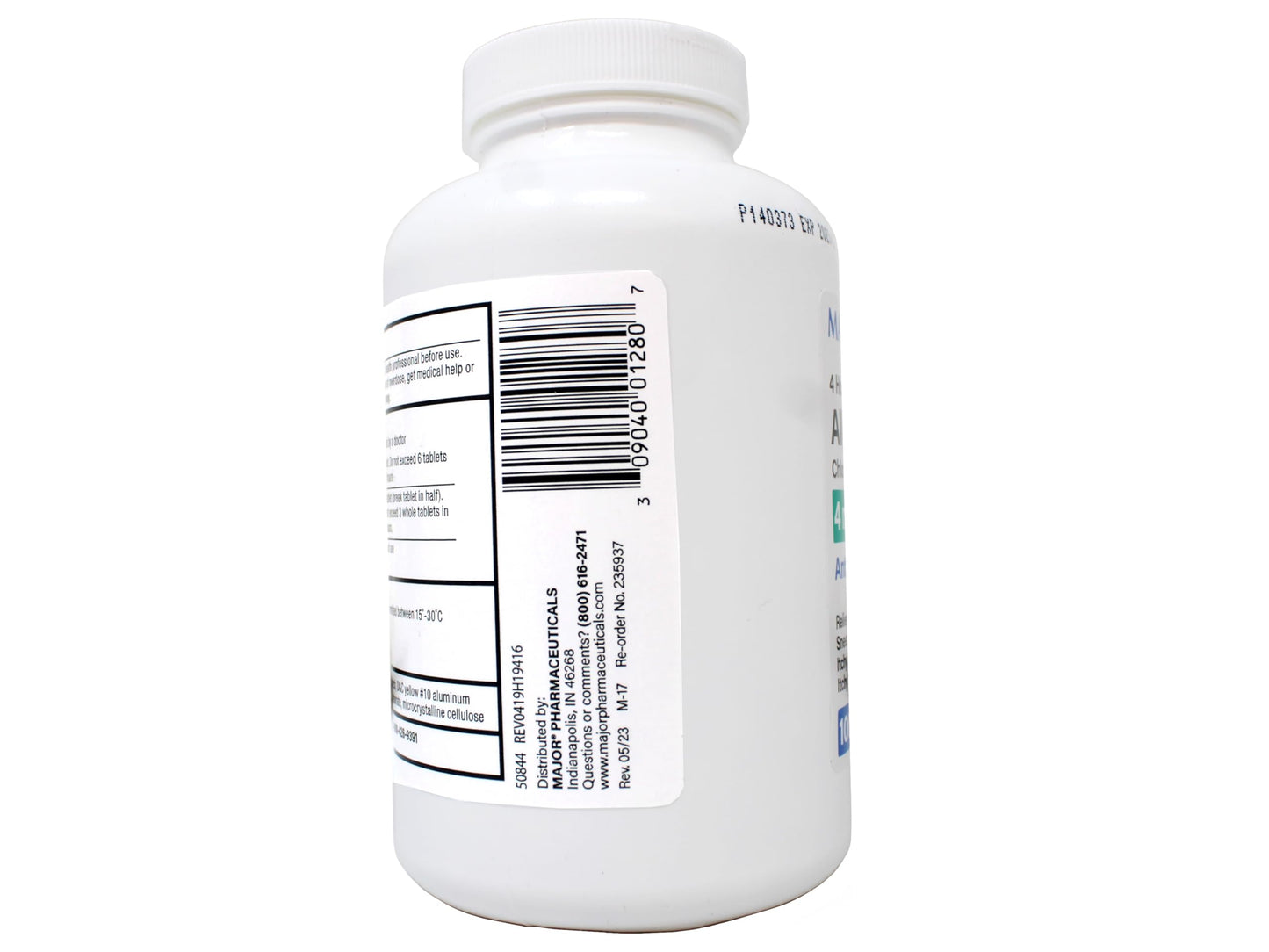 Major Allergy Tablets – Chlorpheniramine Maleate 4 mg, 4-Hour Allergy Relief, 1000 Tablets
