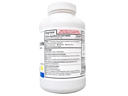 Major Allergy Tablets – Chlorpheniramine Maleate 4 mg, 4-Hour Allergy Relief, 1000 Tablets