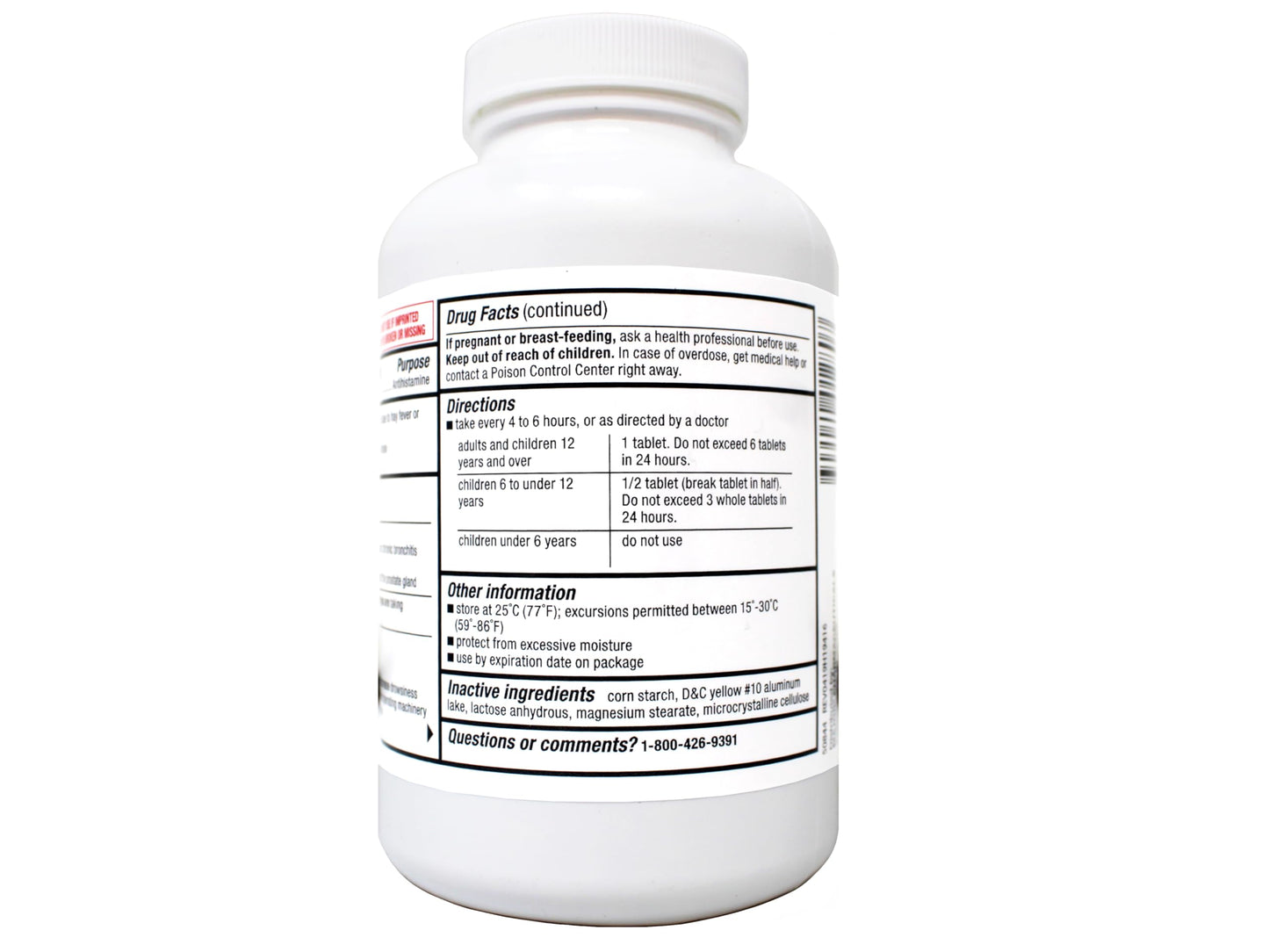 Major Allergy Tablets – Chlorpheniramine Maleate 4 mg, 4-Hour Allergy Relief, 1000 Tablets