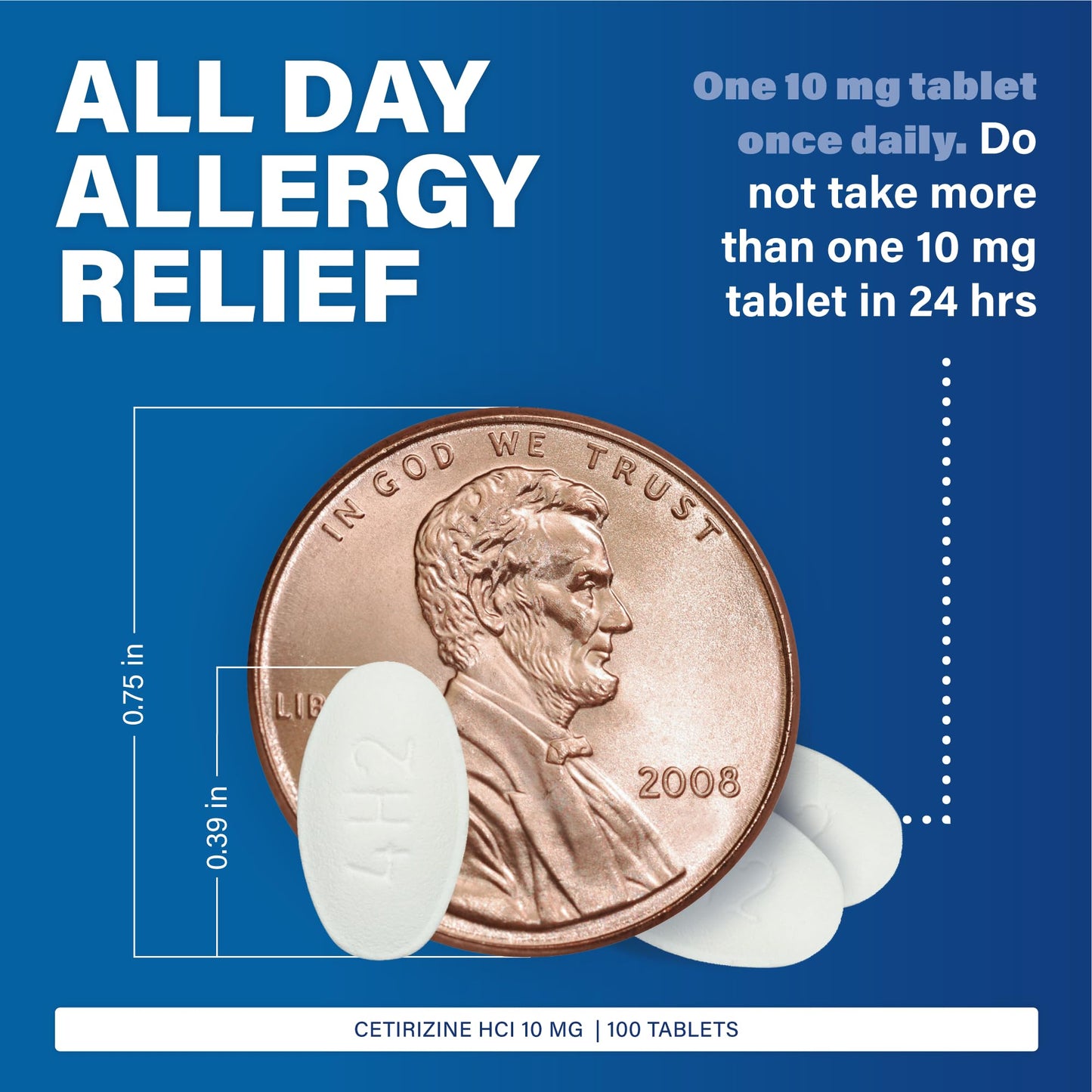 MAJOR Cetirizine Hydrochloride Tablets - 24-Hour Allergy Relief, 10 mg, 3-Pack (100 Count Each)
