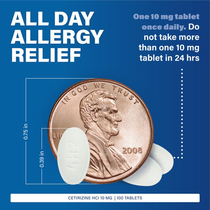 MAJOR Cetirizine Hydrochloride Tablets - 24-Hour Allergy Relief, 10 mg, 3-Pack (100 Count Each)