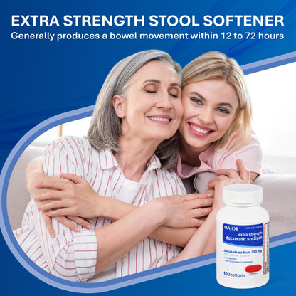 MAJOR Docusate Sodium 250 mg Extra Strength Stool Softener – 100 Softgels (4 Pack)
