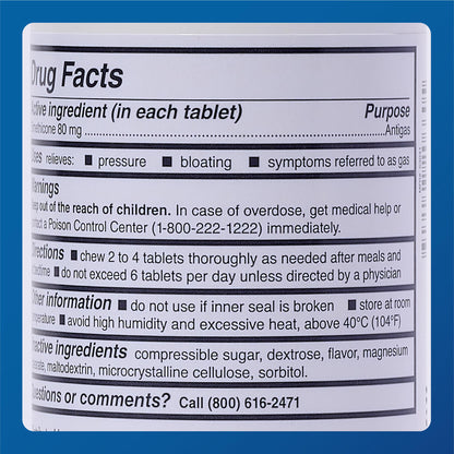 MAJOR Simethicone Gas Relief 80 mg — Anti-Gas, Bloating & Gas Pressure | 100 Chewables (4 Pack)