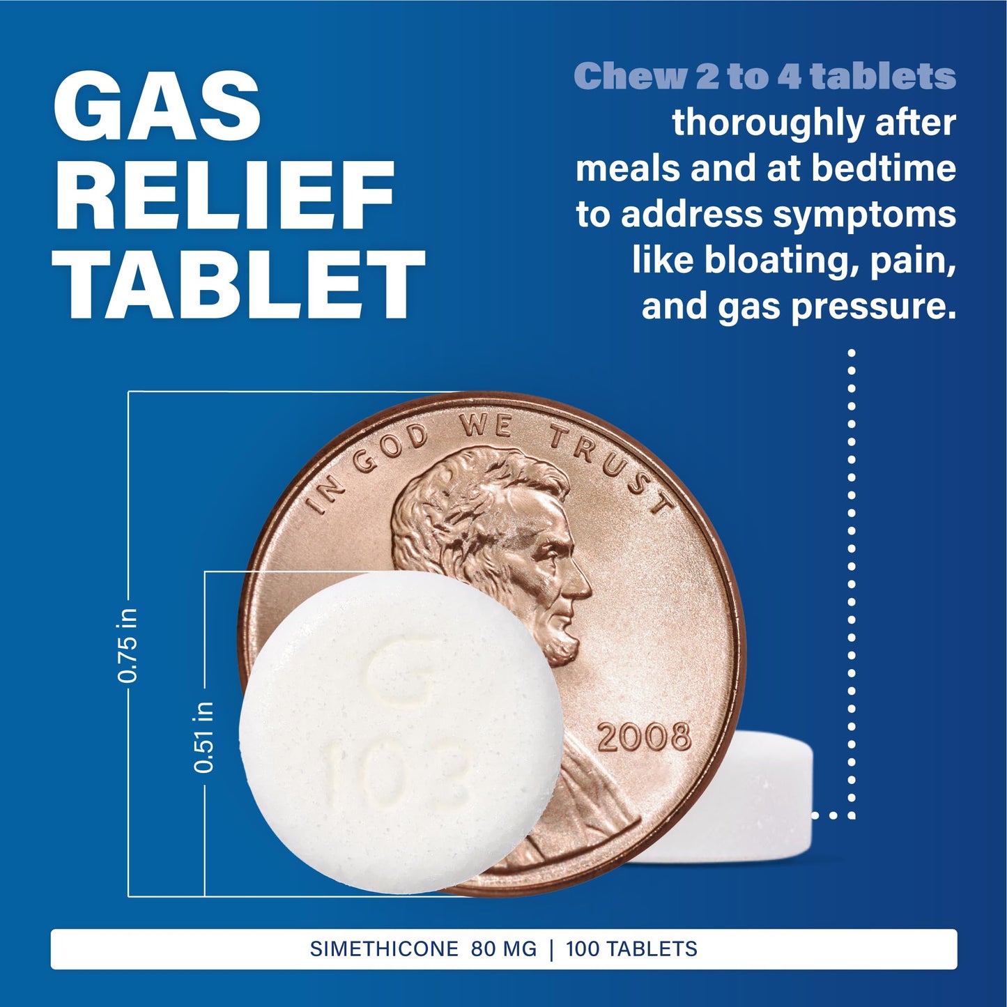 MAJOR Simethicone Gas Relief 80 mg — Anti-Gas, Bloating & Gas Pressure | 100 Chewables (4 Pack)