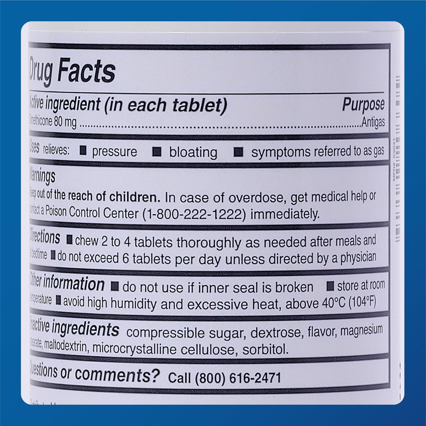 MAJOR Simethicone Gas Relief 80 mg - Chewable Gas Relief Tablets (100 ct)