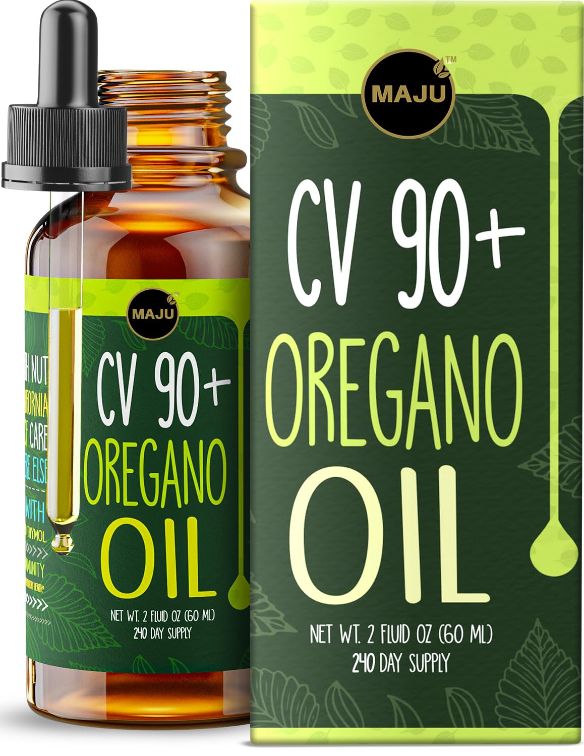 MAJU Oregano Oil Drops – 90%+ Carvacrol | 2 fl oz | Immune & Seasonal Support