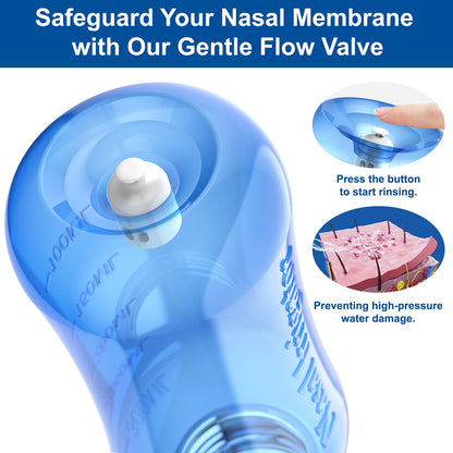 MAOEVER Neti Pot 300ml Sinus Rinse Bottle with 30 Saline Packets - BPA-Free, Anti-Backflow