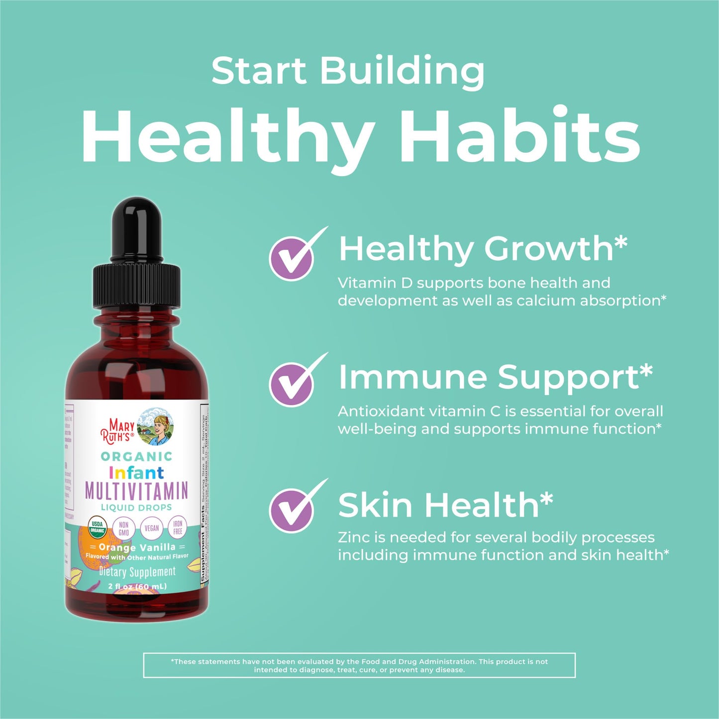 MaryRuth Organics Infant Multivitamin Drops – USDA Organic, Vegan, Non-GMO, Gluten Free, 2 oz
