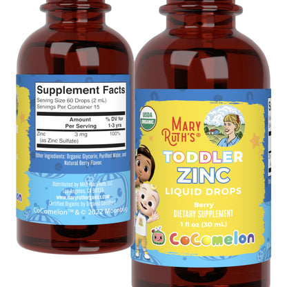 MaryRuth Organics Cocomelon Toddler Liquid Zinc – Sugar Free, USDA Organic | 1 Fl Oz