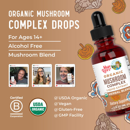MaryRuth Organics Mushroom Complex – Vegan Liquid Drops (30 Servings)