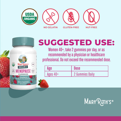 MaryRuth Organics Organic Menopause Gummies – Mood Support, Hot Flash Relief, 30 Servings