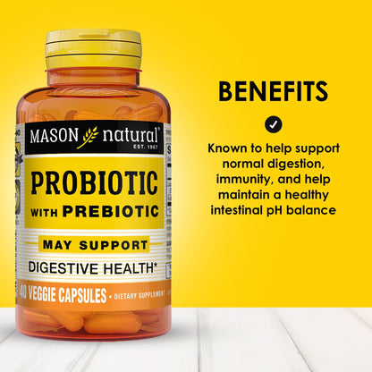 Mason Natural Probiotic with Prebiotic – 40 Day Supply | Gut Health & Digestion