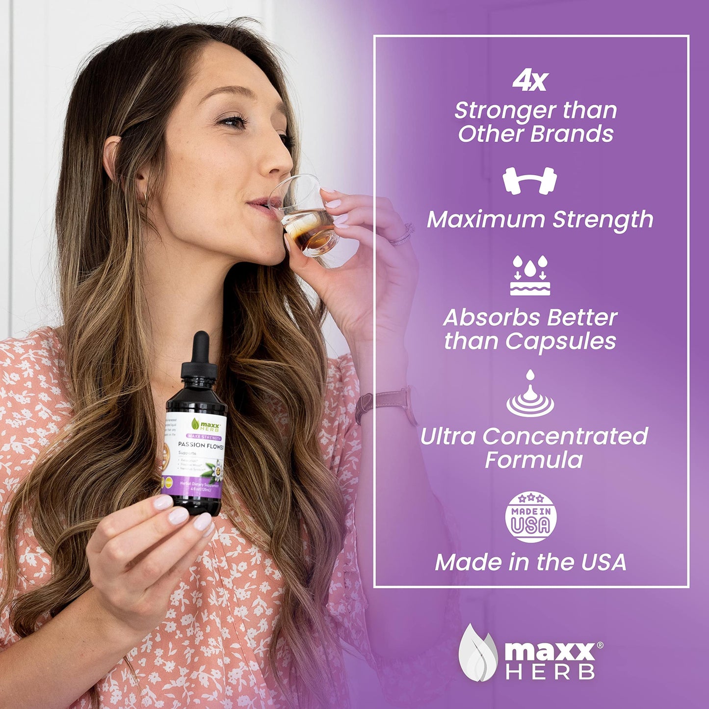 Maxx Herb Passion Flower Extract – Max Strength Liquid (Alcohol-Free) – 4 Bottles