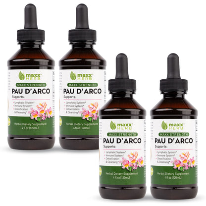 Maxx Herb PAU D'Arco Tincture - Max Strength Pau D'Arco Extract, 4 Bottles (240 Servings)