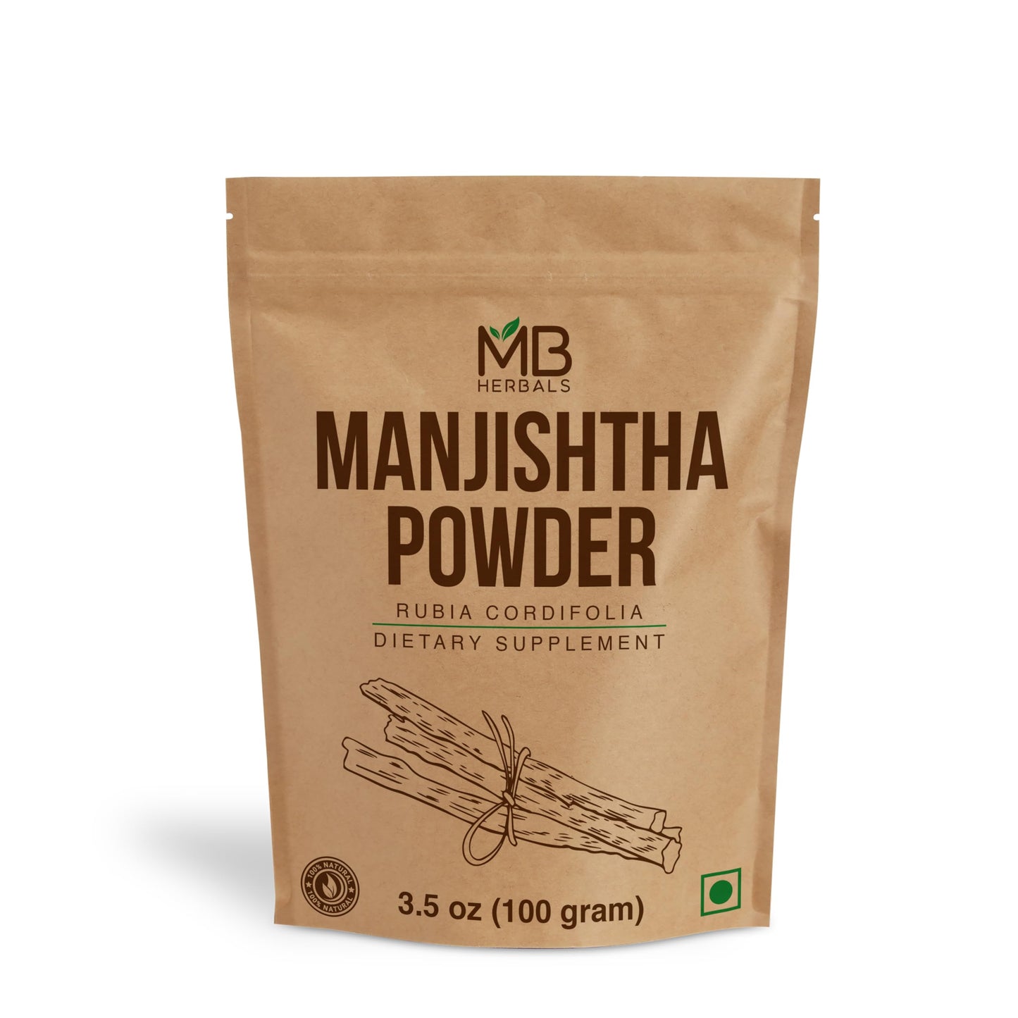 MB Herbals Manjishtha Powder 100g | Rubia cordifolia Root | Indian Madder