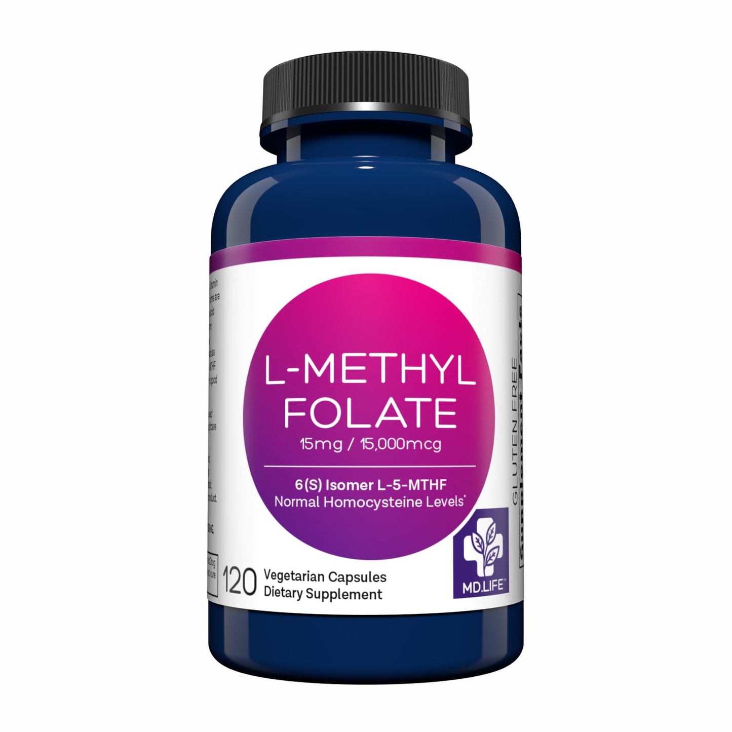 MD.LIFE L-Methylfolate 15mg – 120 Vegan Caps | Maximum Potency MTHFR Support