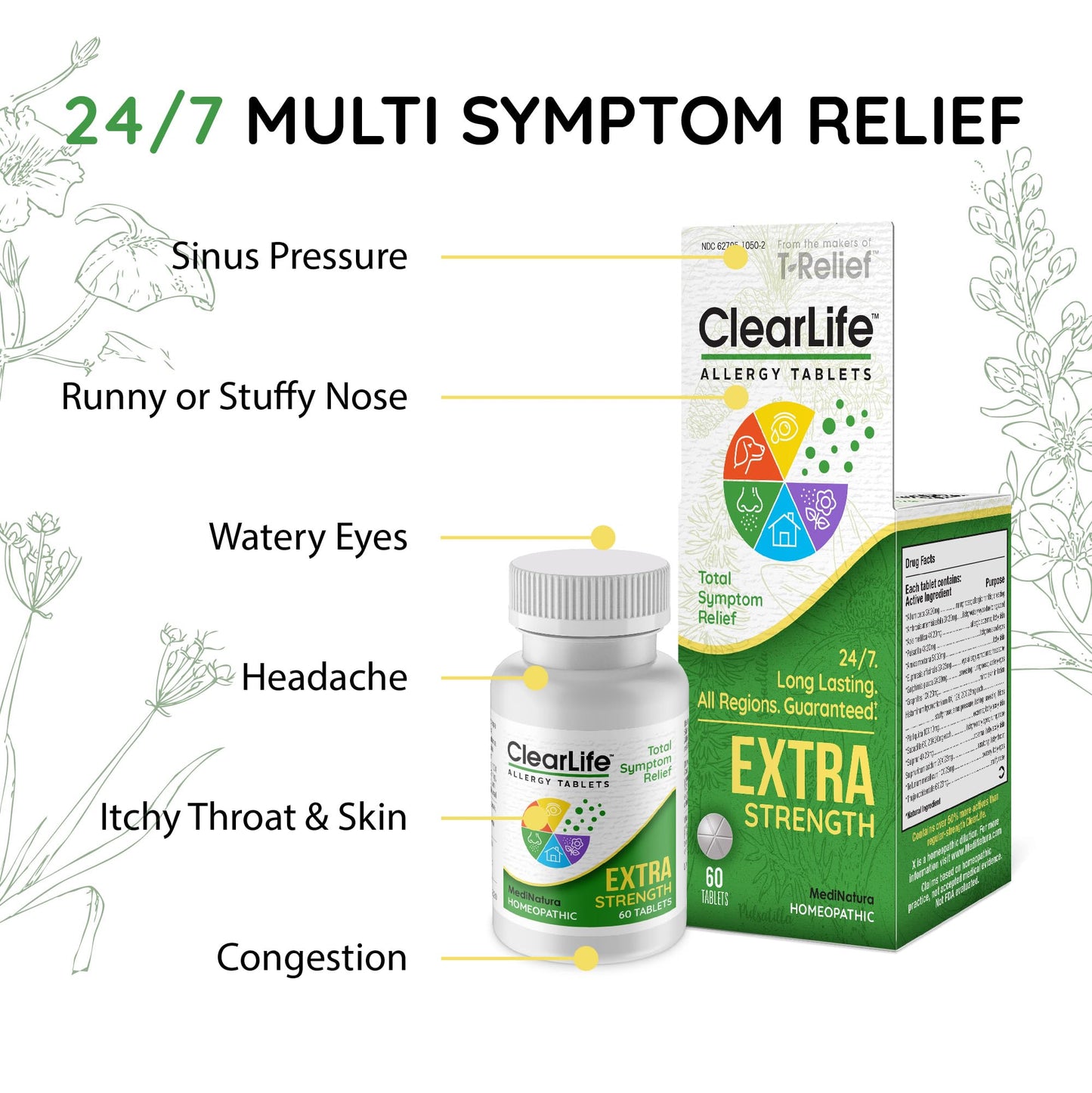MediNatura ClearLife Extra Strength Allergy Relief – Non-Drowsy, 60 Tablets