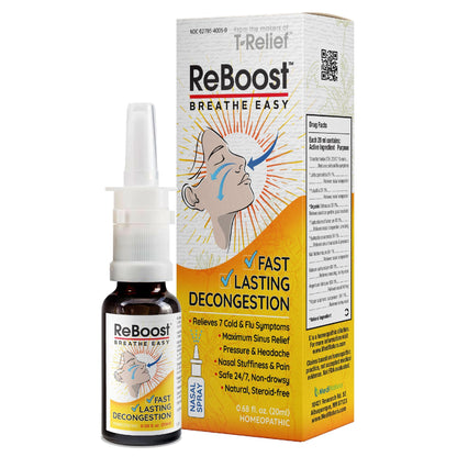 MediNatura ReBoost Breathe Easy Decongestion Nasal Spray – Fast-Acting Natural Homeopathic Relief (0.68 oz)