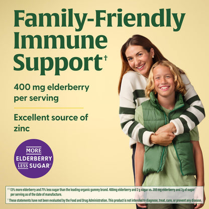Megafood Elderberry Immune Support Gummies - Vegan, Real Food Zinc • USDA Organic & Gluten-Free | 54 Gummies