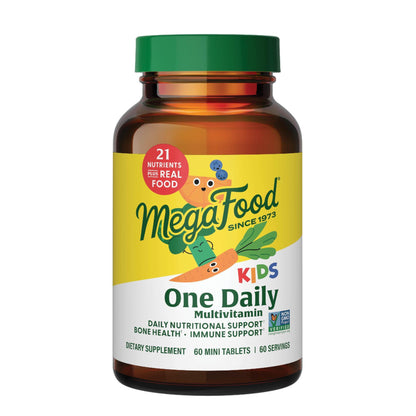 MegaFood Kids One Daily Multivitamin - Zinc, C & D | Gluten Free, Vegetarian, Non-GMO | 60 Tablets