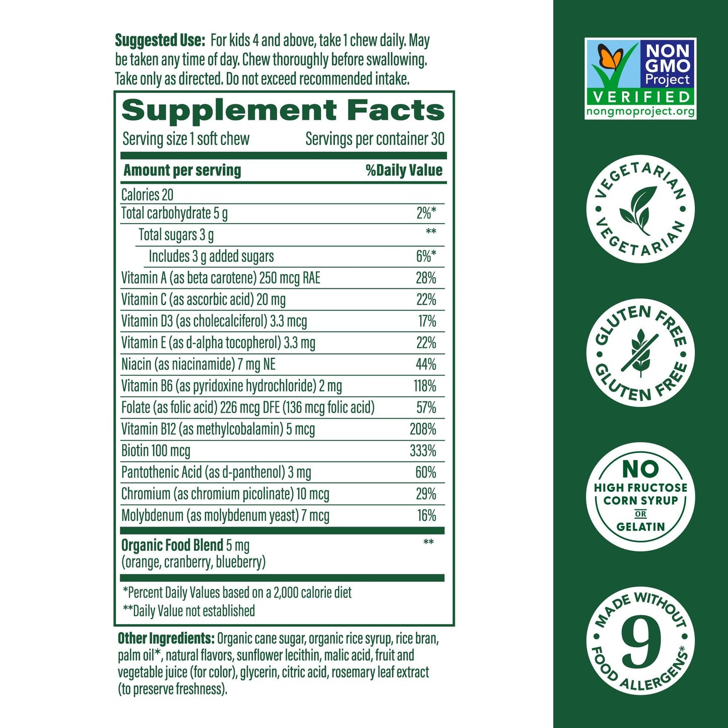 MegaFood Kids One Daily Multivitamin Soft Chews – Grape, 4+, Vegetarian