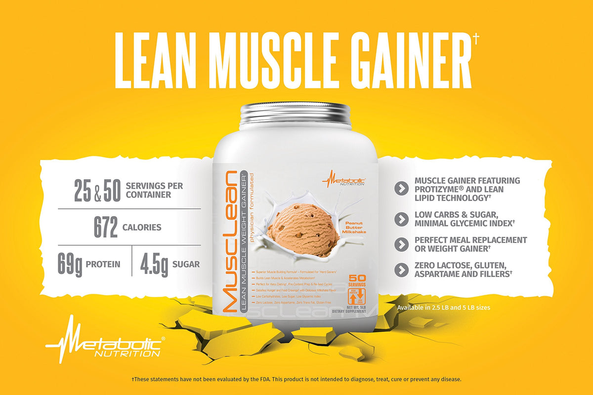 Metabolic Nutrition Musclean - Lean Keto Protein Shake & Meal Replacement, Vanilla Milkshake, 5 lb