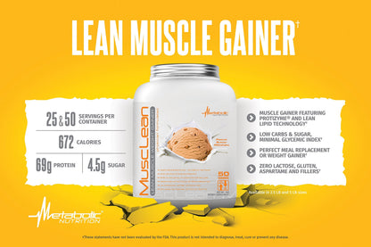Metabolic Nutrition Musclean - Lean Keto Protein Shake & Meal Replacement, Vanilla Milkshake, 5 lb