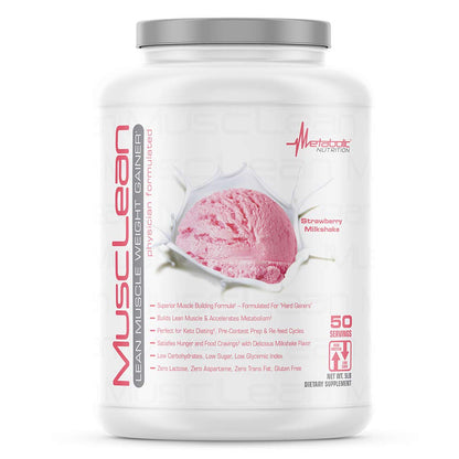 Metabolic Nutrition Musclean – High-Protein Keto Shake, Strawberry, 5 lb | 50 Servings