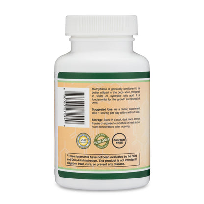 Double Wood Methylfolate 1,000mcg, 120 Capsules – Third-Party Tested