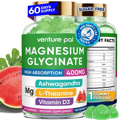 60 Day Magnesium Glycinate Gummies 400mg – Stress Relief, Sleep & Calm