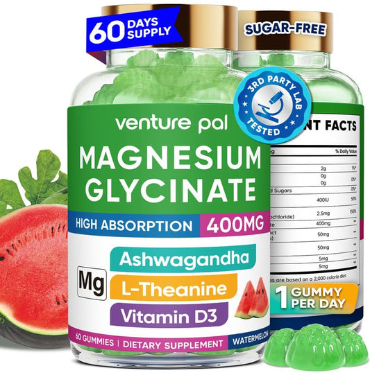 60 Day Magnesium Glycinate Gummies 400mg – Stress Relief, Sleep & Calm