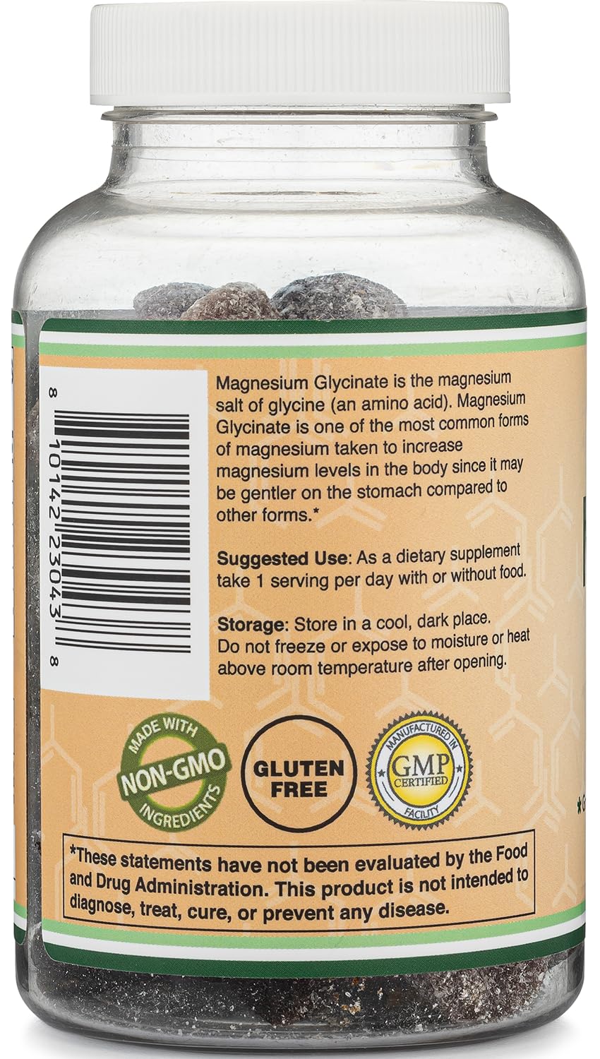 Magnesium Glycinate Gummies 400mg per Serving (60mg Elemental Mg) - 30 Day Supply, Grape Flavor | Double Wood Supplements