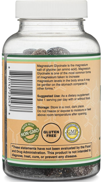 Magnesium Glycinate Gummies 400mg per Serving (60mg Elemental Mg) - 30 Day Supply, Grape Flavor | Double Wood Supplements