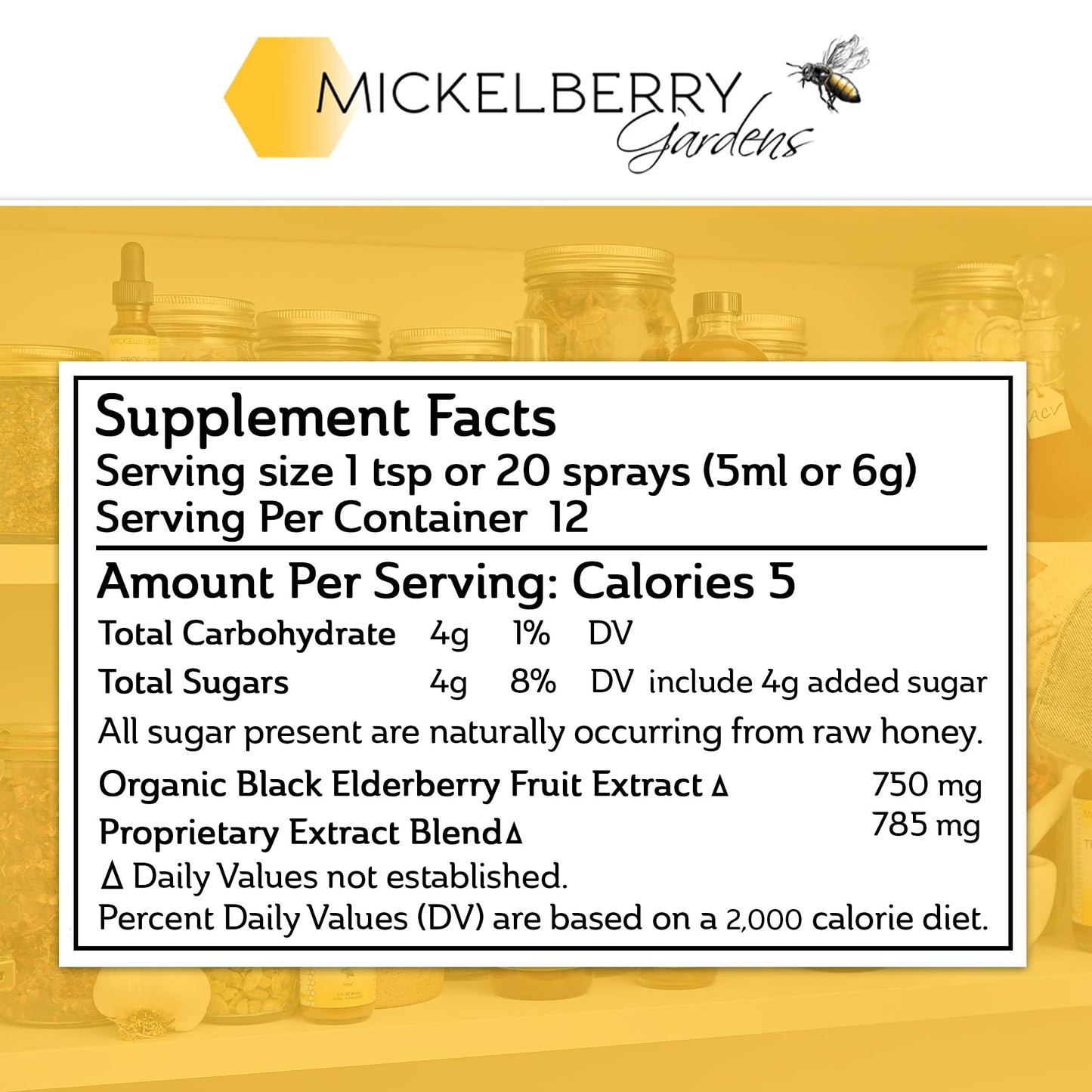 Mickelberry Gardens Elderberry Honey Propolis Throat Spray – Immune Support (2 oz)