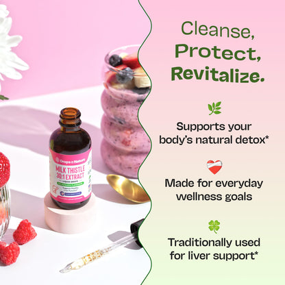 Milk Thistle Drops with 80% Silymarin Flavonoids – Vegan, Non-GMO, Fast-Absorbing – Mixed Berry, 60 mL