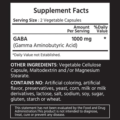 ML Naturals GABA 1,000 mg per Serving – 240 Veg Capsules | NSF-Certified & cGMP-Compliant