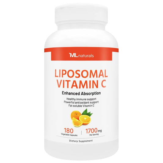 ML Naturals فيتامين سي ليبوسومي عالي الفعالية 1700 ملجم | 180 كبسولة نباتية