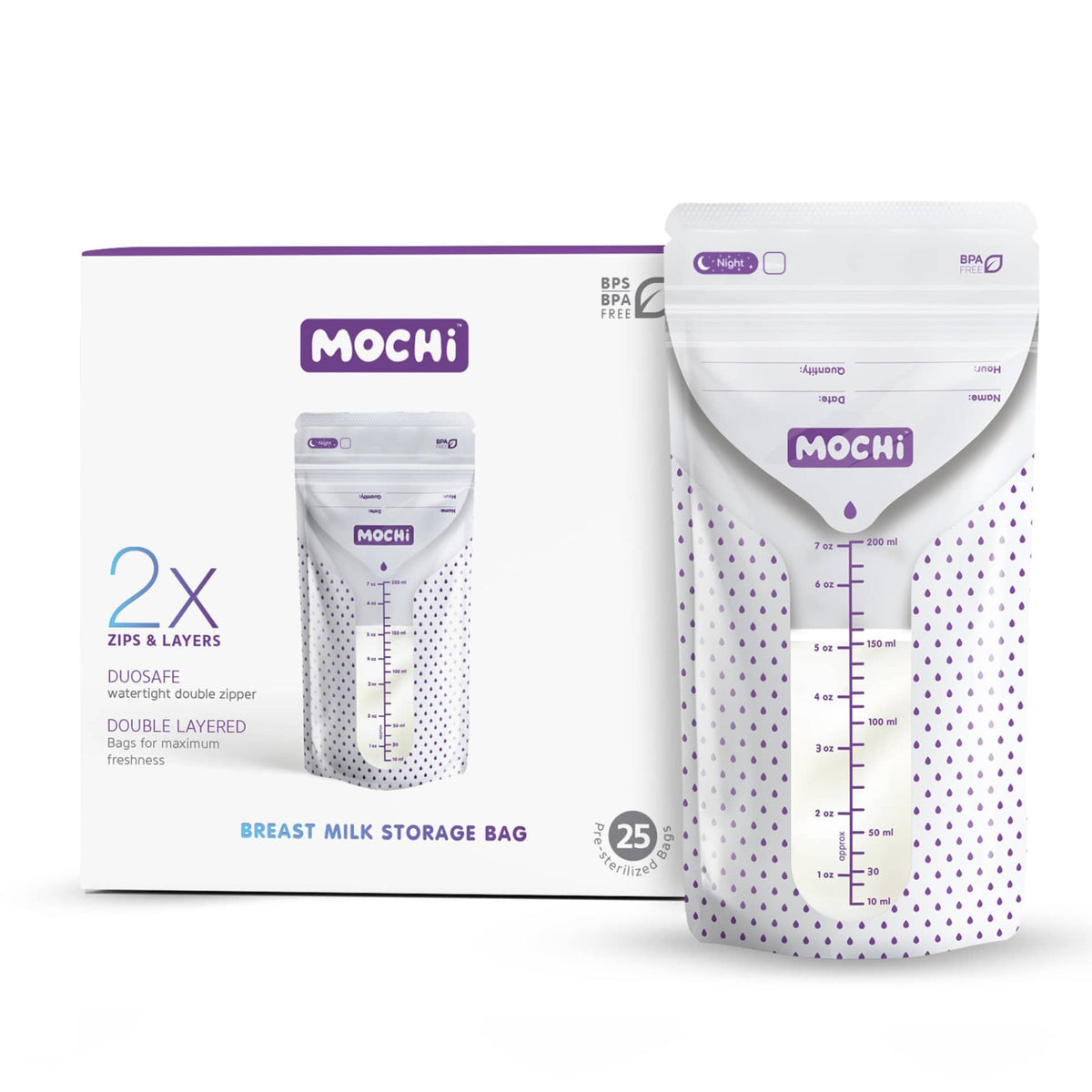 MOCHi Breast Milk Storage Bags – Double-Layered, BPA-Free