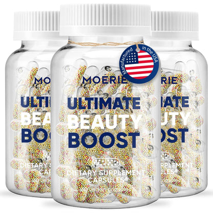 Moerie Hair Growth Supplement for Women & Men – Biotin, Q10 & Minerals for Thicker Hair (180 Beadlet Capsules)