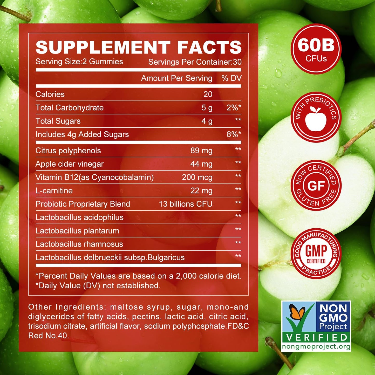 Montue Apple Cider Vinegar Gummies with B12 Multivitamin – ACV Supplement, Vegan, Non-GMO, 60 Gummies (30 servings) | Supports Energy & Gut Health