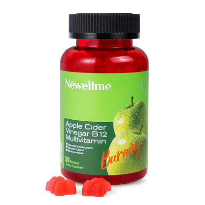 Montue NEWELLME Apple Cider Vinegar Gummies with B12 – Vegetarian ACV Supplement, 30 Gummies