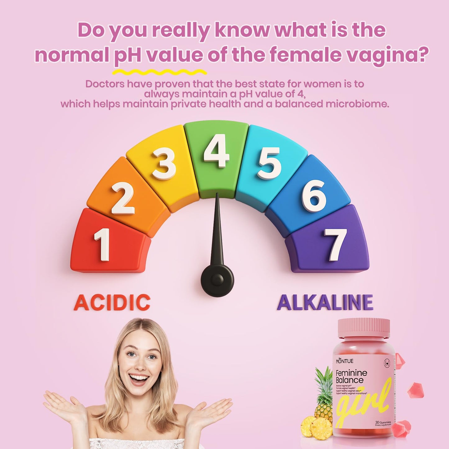 Montue Premium Diamond Feminine Balance Gummies – pH Balance, Probiotics, Prebiotics, Vegan
