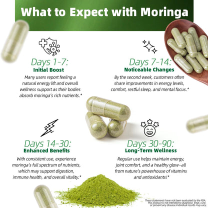 Moringa 1200 mg Capsules - 120 Count | Non-GMO Vegan Moringa Supplement