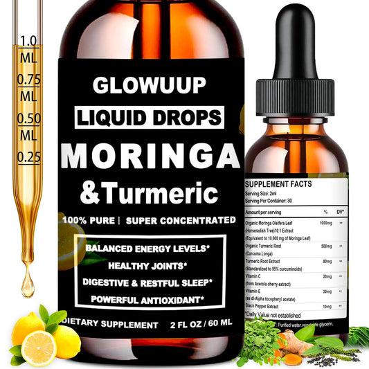 Moringa Bio Gocce Liquide con Curcuma, Pepe e Vitamina C | Assorbimento 6x