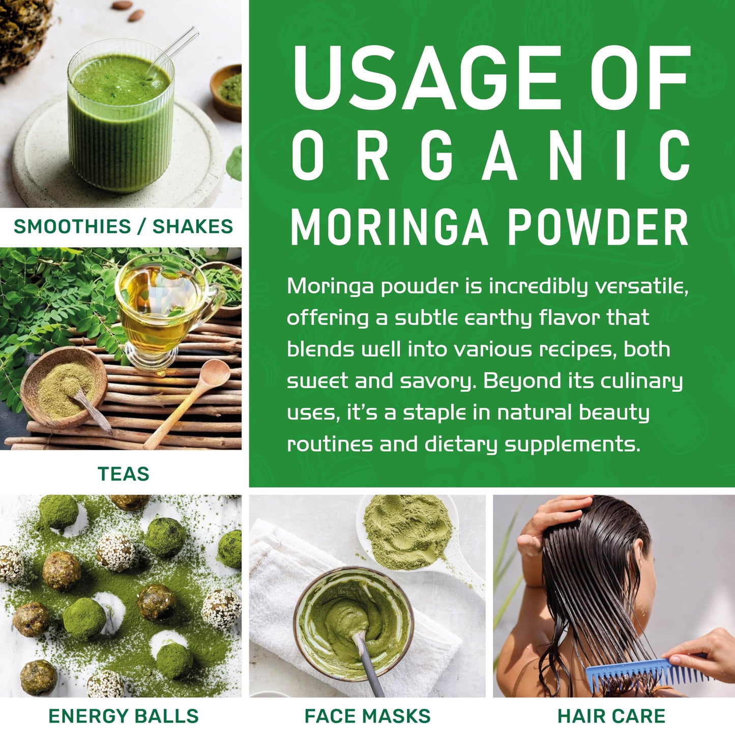 Jiva Organics Moringa Powder 1.25LB - USDA Organic Moringa Leaf Powder | Vegan