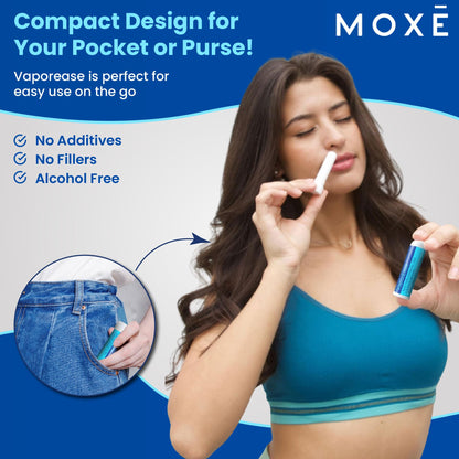 MOXE VaporEase Portable Nasal Inhaler – Non-Medicated, Menthol Scent, Made in USA (3 Pack)