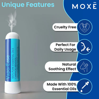 MOXE VaporEase Portable Nasal Inhaler – Non-Medicated, Menthol Scent, Made in USA (3 Pack)