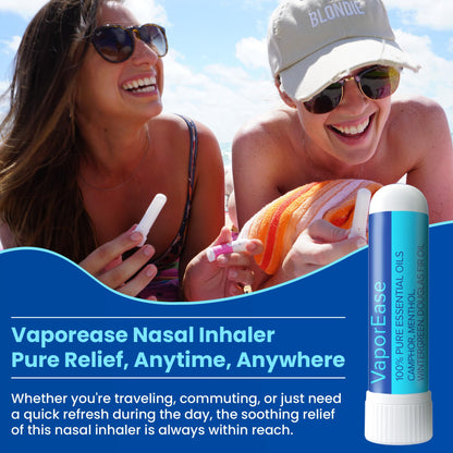 MOXE VaporEase Portable Nasal Inhaler – Non-Medicated, Menthol Scent, Made in USA (3 Pack)